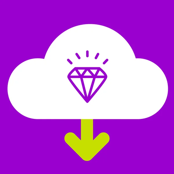 Nube descarga diamante . — Vector de stock