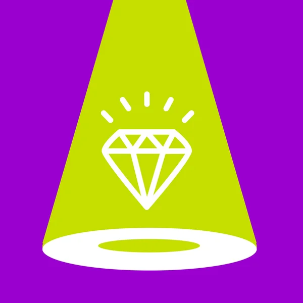 Bright spotlight illuminates the  Diamond. — Stock Vector