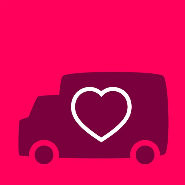 Camion avec un coeur . — Image vectorielle