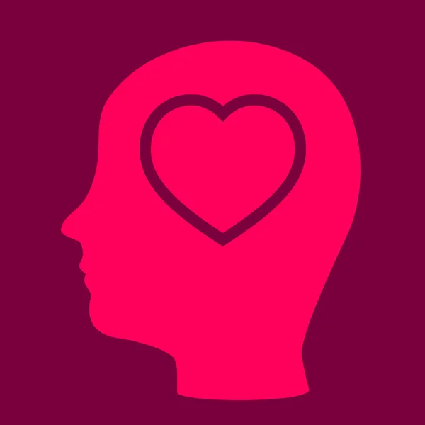 一颗心与一个人的脑袋的轮廓. — 图库矢量图片