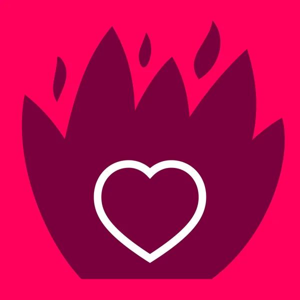 Fuego rodear el corazón . — Vector de stock