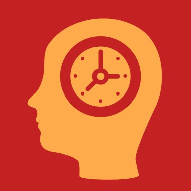 bir adamın kafası ile bir saat silüeti. 