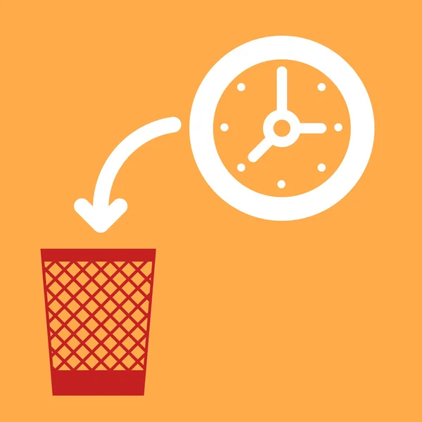 Corbeille à déchets et une horloge . — Image vectorielle