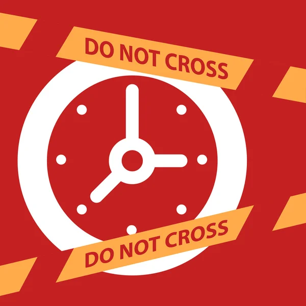 Do not cross the line crossing a  Clock. — Stock Vector