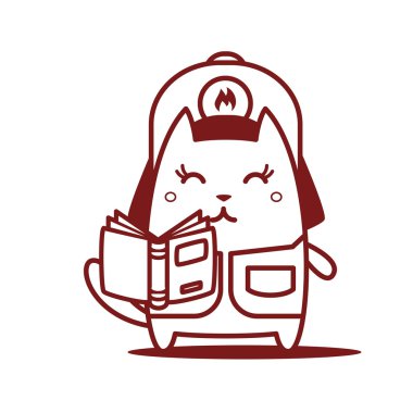 itfaiyeci açık bir kitap tutan tulumlar içinde