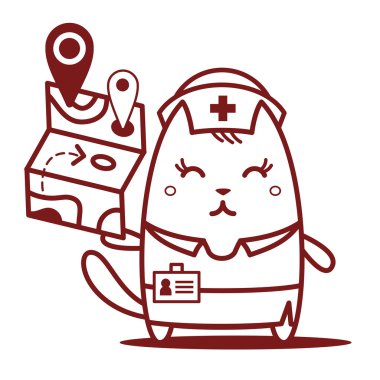 bir harita tutarak üniformalı hemşire