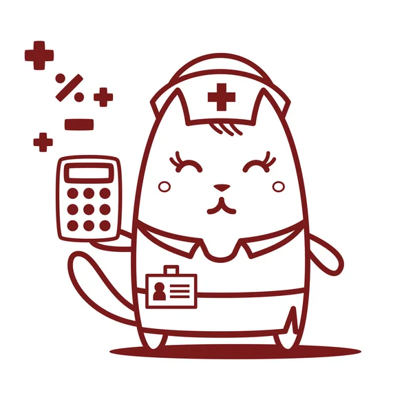 Infirmière en uniforme tenant une calculatrice — Image vectorielle