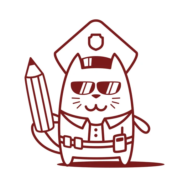 Police holding a pencil — Stock Vector