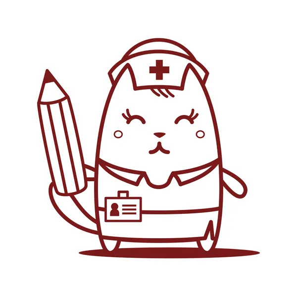 Медсестра в форме держит карандаш — стоковый вектор