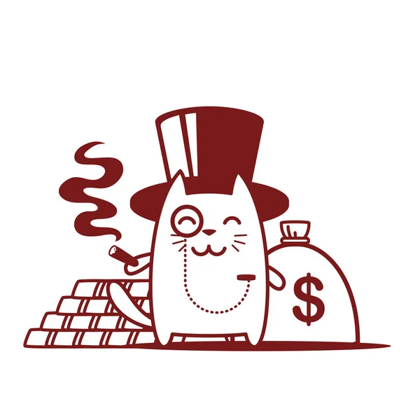Rich gentleman in a hat-cylinder and a monocle — Stock Vector