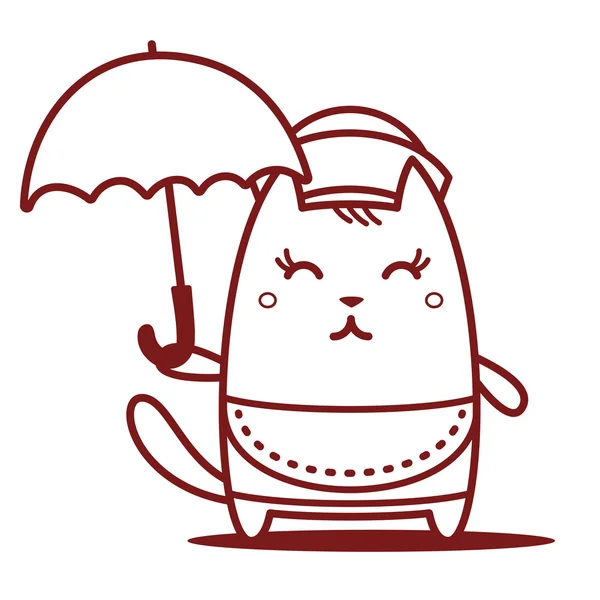 Bir şemsiye tutan üniformalı garson — Stok Vektör