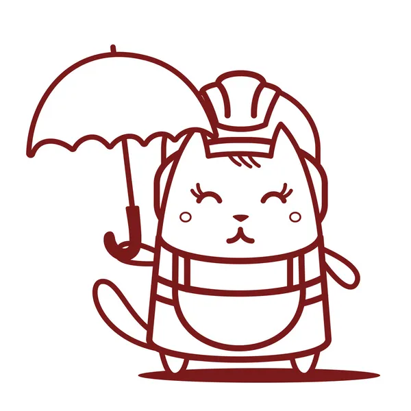 Constructeur en casque tenant un parapluie — Image vectorielle