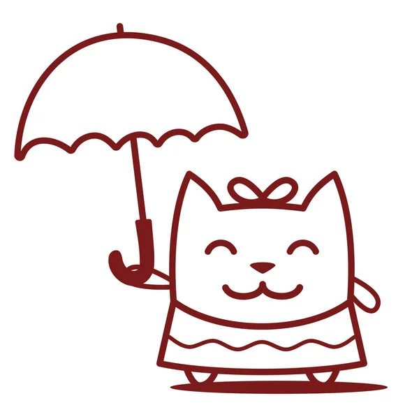 Bambina vestita con un ombrello — Vettoriale Stock