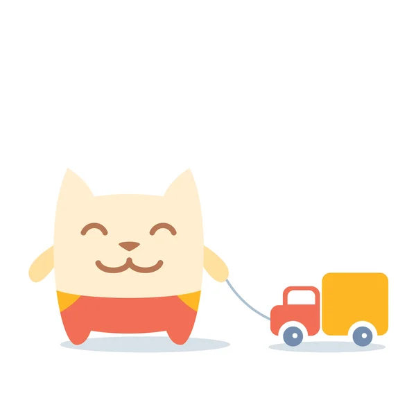 有一辆玩具车的猫 — 图库矢量图片