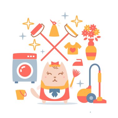 karakter hizmetçi önlük bir yay ile