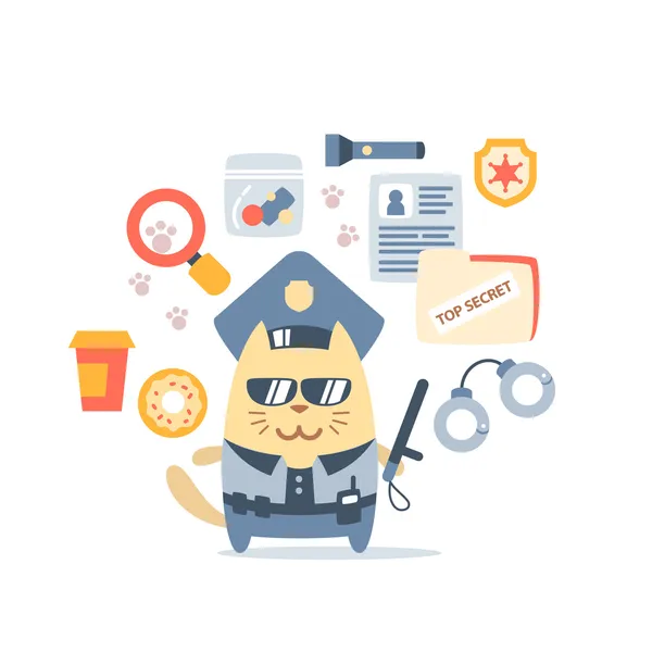 Поліція персонажа в капелюсі офіцера і у вигляді поліції — стоковий вектор