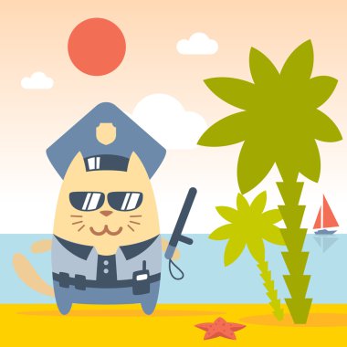 Karakter polis memurunun şapkalı ve polis şeklinde