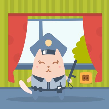 Karakter polis memurunun şapkalı ve polis şeklinde