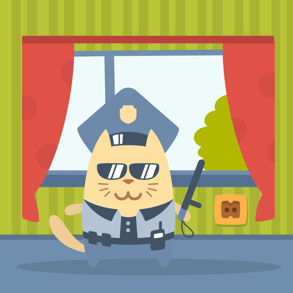 Character police in officer's cap and in the form of police
