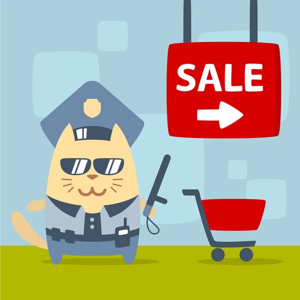 Character police in officer's cap and in the form of police — Stock Vector