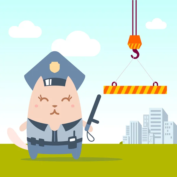 Character police in officer's cap and in the form of police — Stock Vector