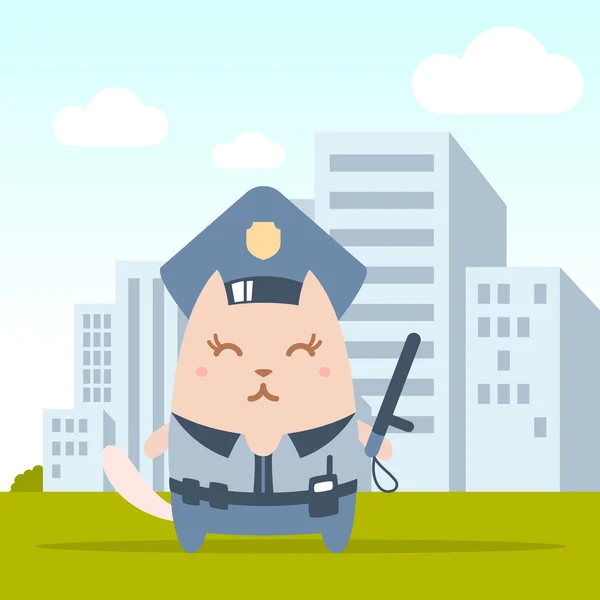 Character police in officer's cap and in the form of police — Stock Vector