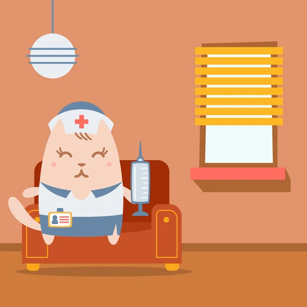 Персонаж медсестра в форме с медицинской шапкой красочная квартира — стоковый вектор