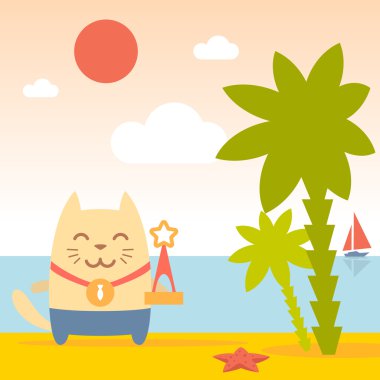 karakter kazanan bir madalya ile renkli düz