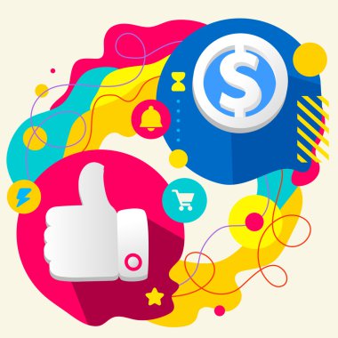 başparmak yukarıya ve dolar işareti
