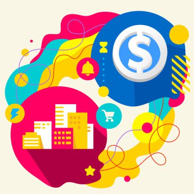 şehir bina ve dolar işareti