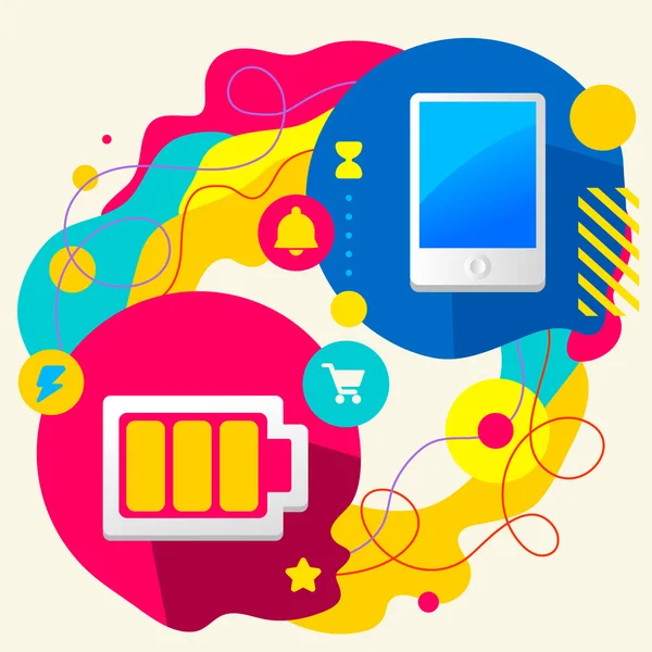 Battery and mobile phone — Stock Vector