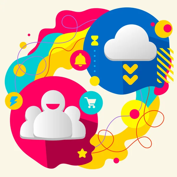 Equipo de personas y nube — Vector de stock