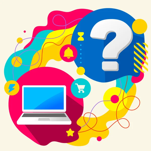 Laptop and question mark — Stock Vector