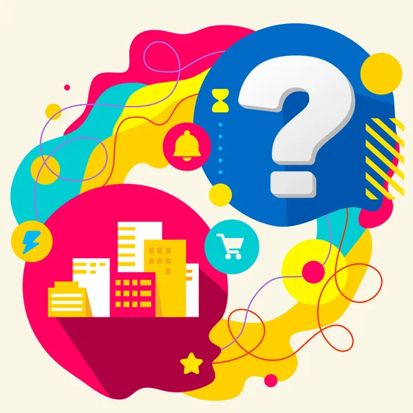 City buildings and question mark — Stock Vector