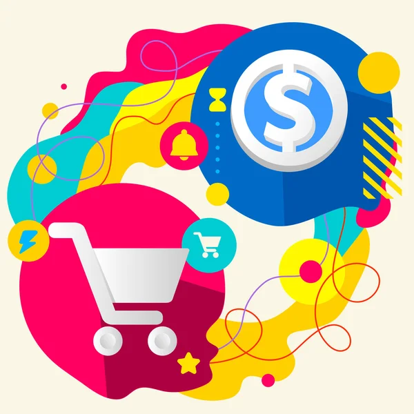 Shopping trolley and dollar sign — Stock Vector