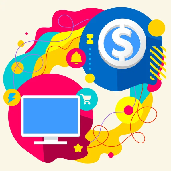 Monitor screen and dollar sign — Stock Vector