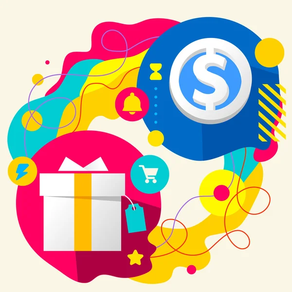 Gift box and dollar sign — Stock Vector