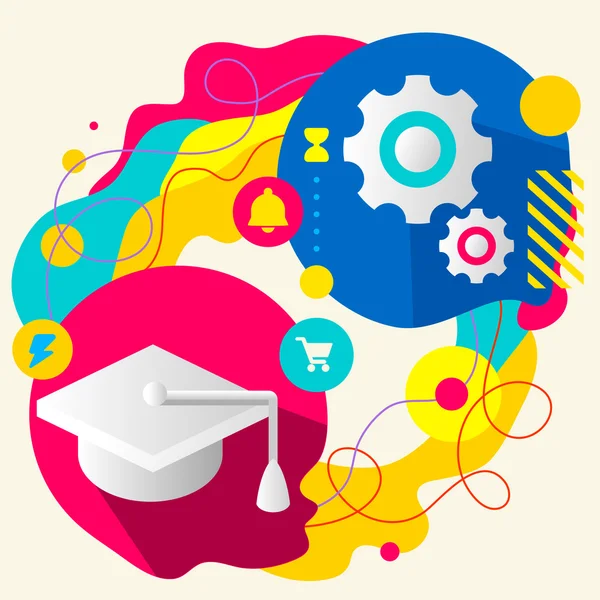 Academic hat and gears — Stock Vector