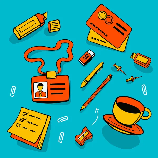 ofis aksesuarları ve farklı nesneler.