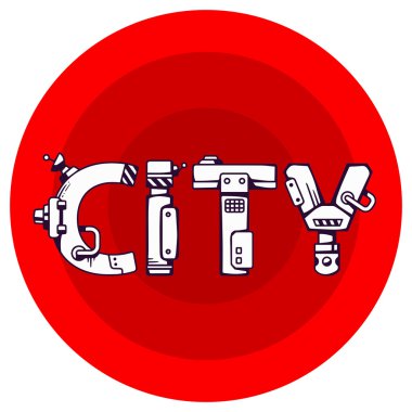 techno stil üzerinde kelime şehirde parlak vektör çizim bir