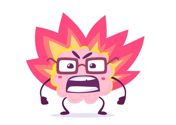 Vector Creative Illustration Emotional Angry Pink Human Brain Character Brillen — Stockvektor