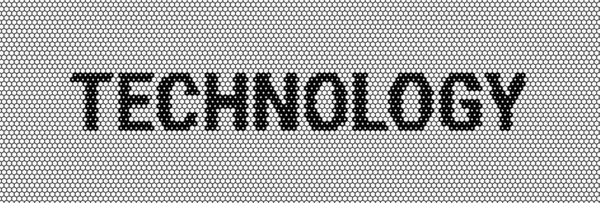 ベクトル黒と白の抽象六角形のパターン バナー ポスター 印刷のための単語技術と装飾的背景のイラスト — ストックベクタ