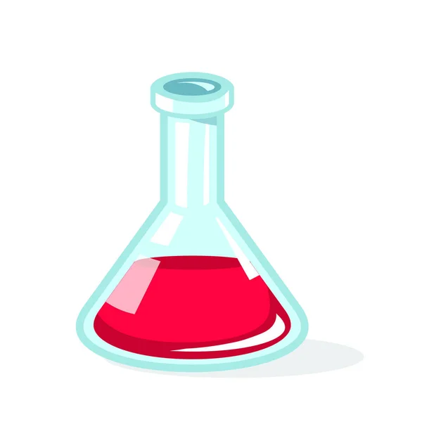 Ilustração Vetorial Frasco Químico Com Líquido Vermelho Sobre Fundo Branco — Vetor de Stock