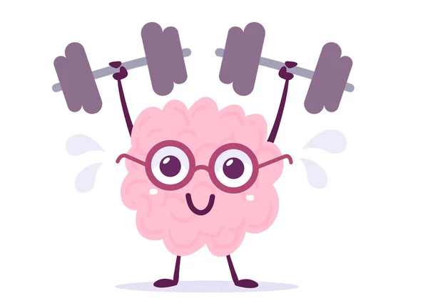 Vector Creative Illustration Von Happy Strong Pink Human Brain Character — Stockvektor
