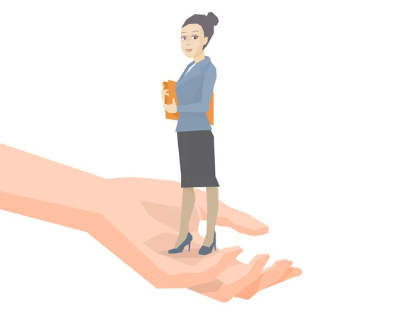 Retrato de ilustración vectorial de una mujer gerente mantiene una carpeta w — Vector de stock