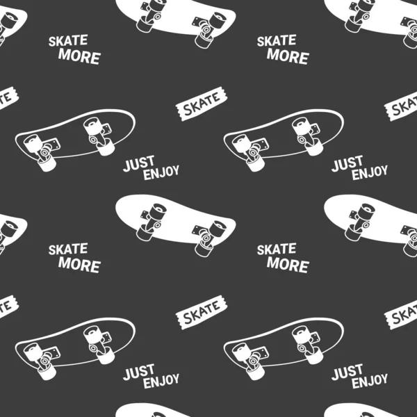 Vector Dark Illustration Wide Long Board Zdanie Deskorolka Bez Szwu — Wektor stockowy