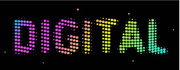 ドットパターンとワードデジタルベクトル虹色の装飾的な背景 事業概要 バナー ポスター 印刷用光学効果のイラスト — ストックベクタ