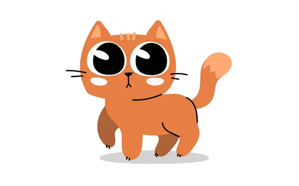 Ilustração Vetorial Personagem Gato Bonito Feliz Com Grandes Olhos Fundo — Vetor de Stock