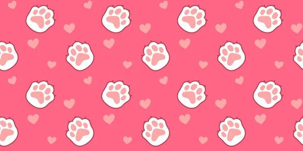 Vector Illustration Animal Paw Print Claw Pad Pink Color Background — Stock Vector