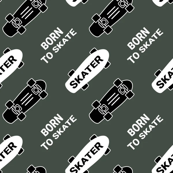 Vector Illustratie Van Wit Zwart Bord Donkere Achtergrond Frase Skateboarden — Stockvector